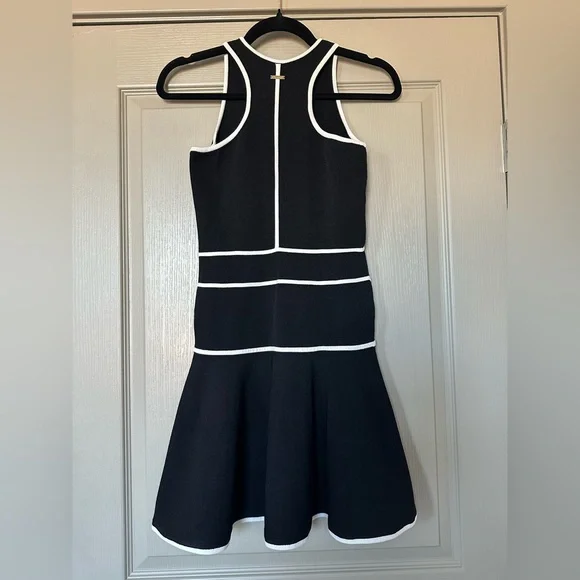 Dsquared2 Black White Piped Fit & Flare Dress Sz S Made in Italy - Picture 6 of 15